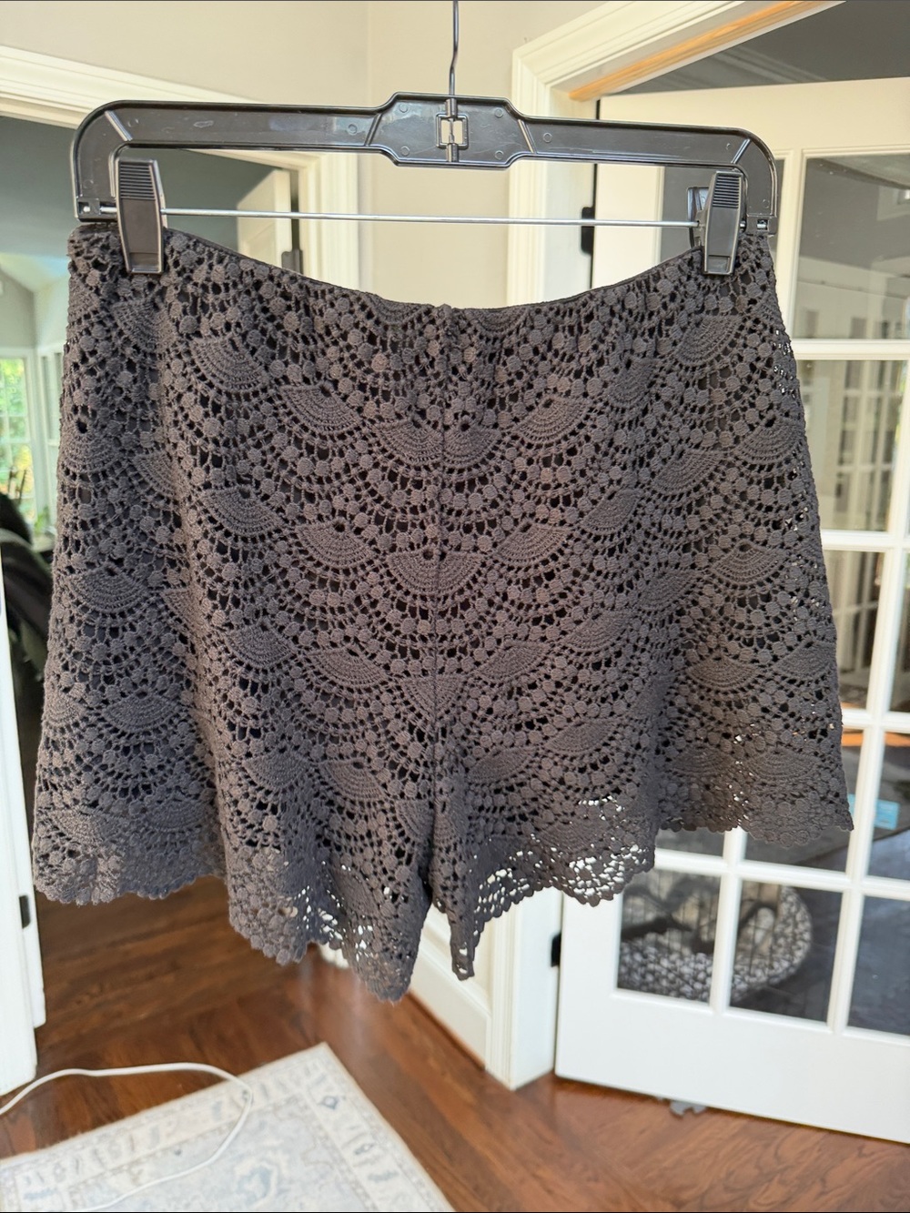 Gianni Bini Black Crochet Scallop-Hem Skort